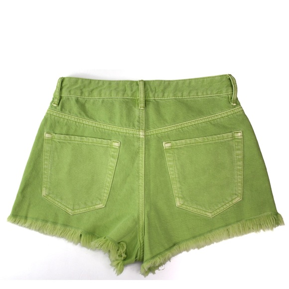NWOT PacSun Ultra High Rise Festival Washed Lime Green Dyed Shorts 25 0 - Picture 7 of 8